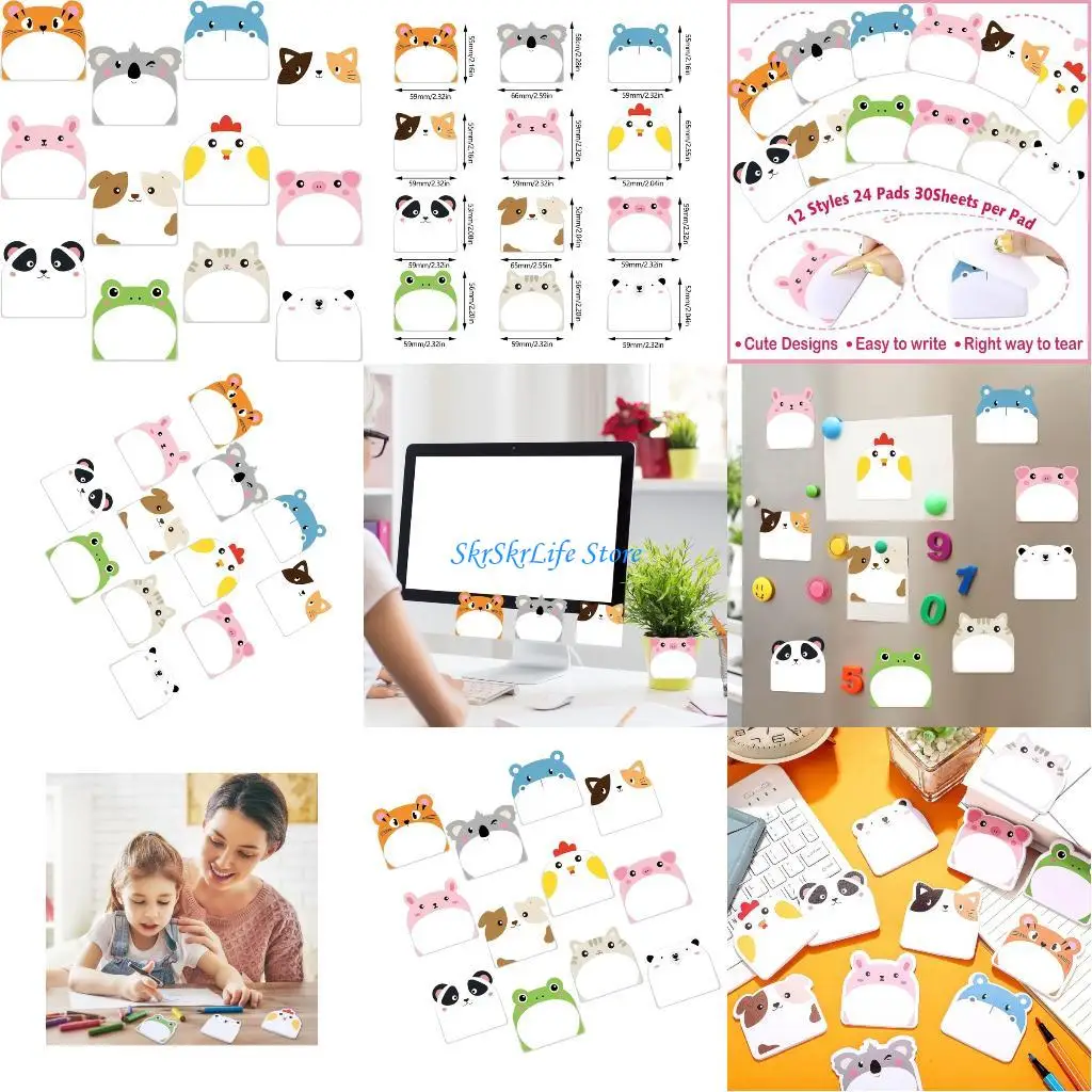 

E65E Pack of 12 Pet Design Reusable Note Selves Adhesive Note Pad