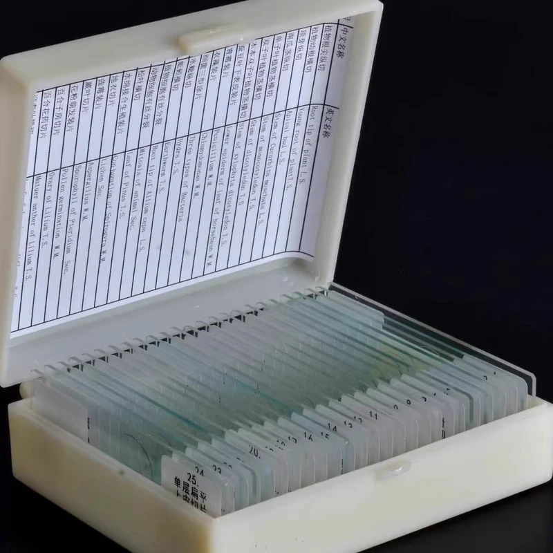 Prepared Glass Microscope Slides with Shockproof Box Biological Specimen Slide Set for Kids Science Experiment Education Lab Use