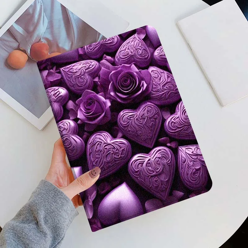 Rose Heart Decoration For iPad Pro Mini Air 1 2 3 4 5 6 7 10 11 th 8 9 gen 11 M4 M5 Foldable Tablet Case Cover