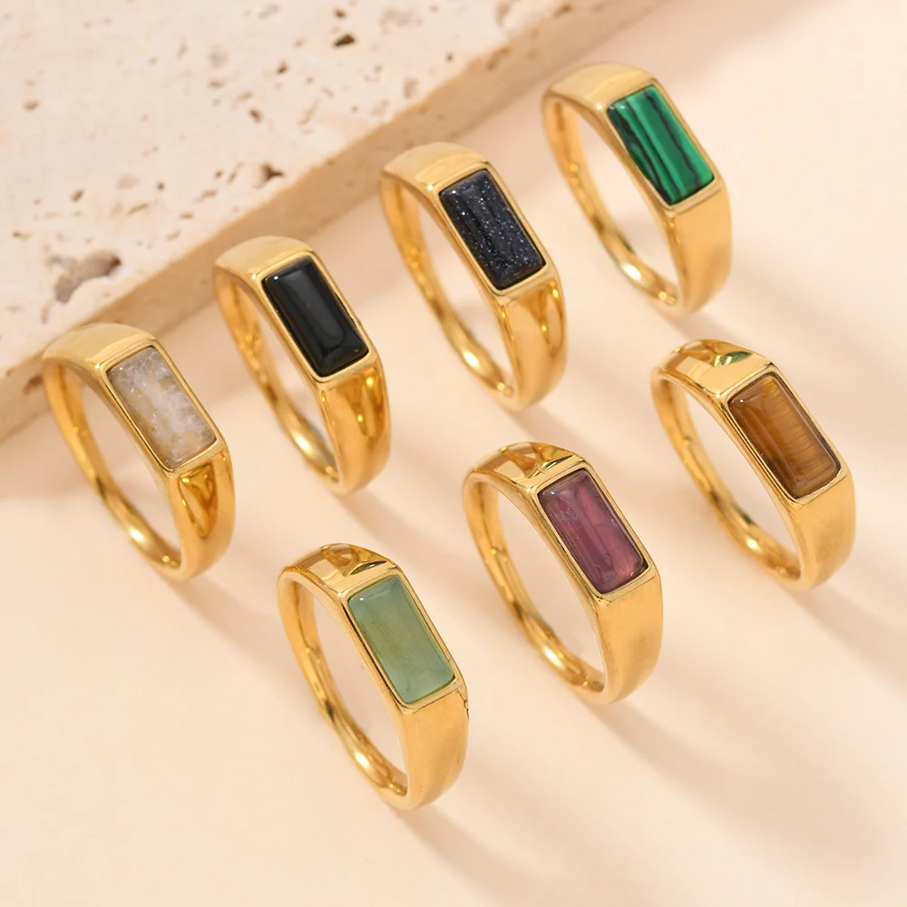Eleganti anelli con sigillo nuziale in acciaio inossidabile con zirconi cubici lucidi per uomo, gioielli in metallo con pietra CZ quadrata, regalo da indossare ogni giorno