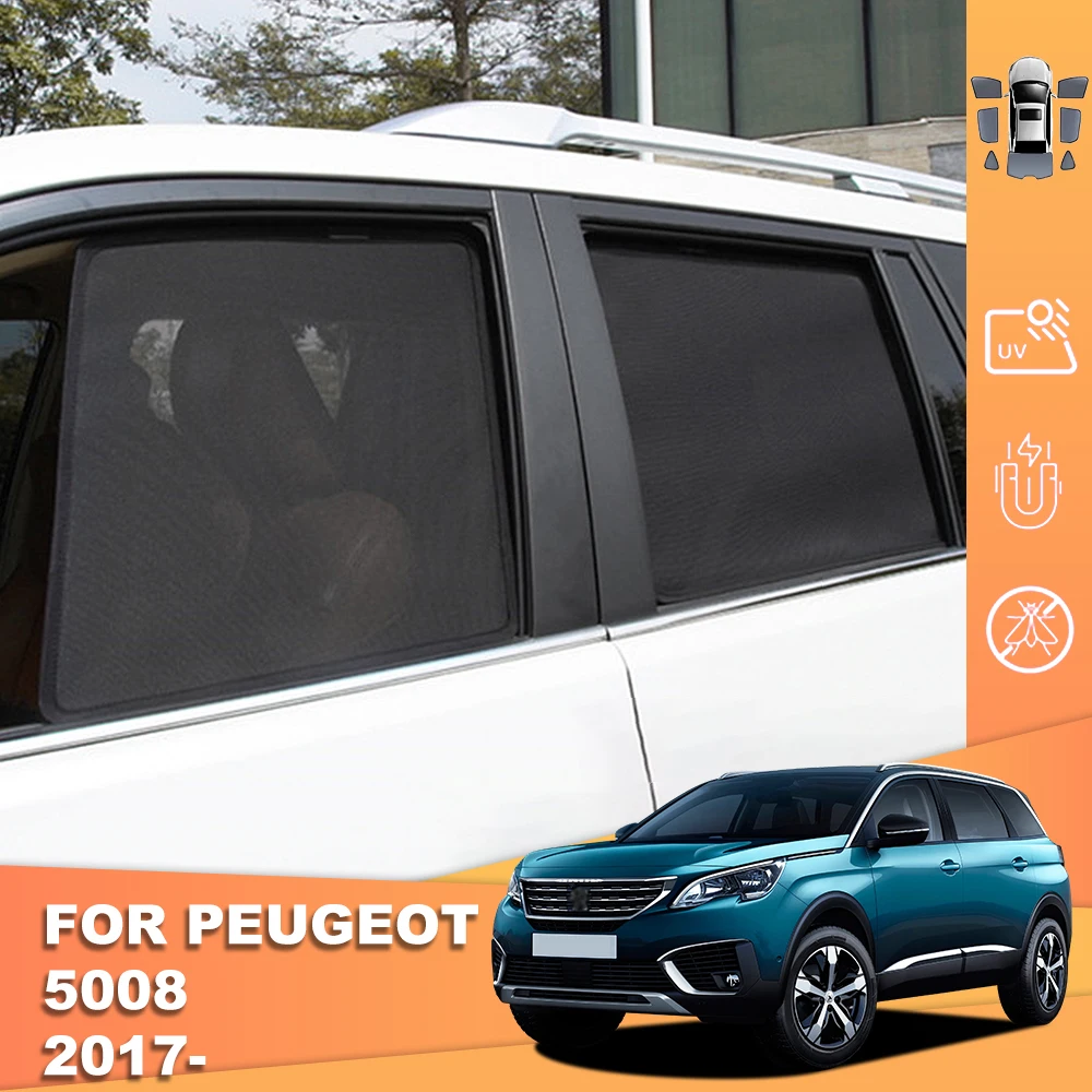 

For Peugeot 5008 P87 2017-2024 Magnetic Car Sunshade Shield Front Windshield Curtain Cover Rear Side Baby Window Sun Shade Visor