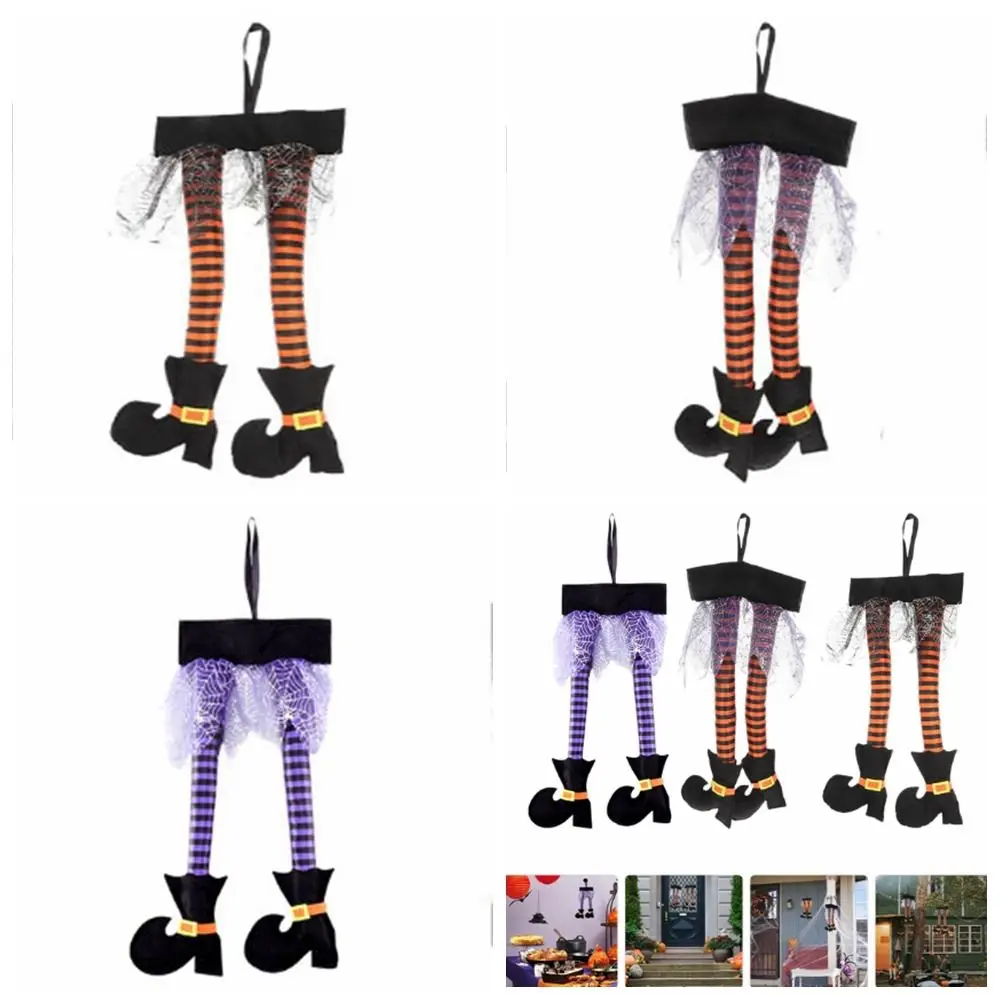 Creative Long Leg Halloween Hanging Witch Legs Witch Legs Polyester Witch Legs Ornament With a Hanging Rope High Heel Home Decor