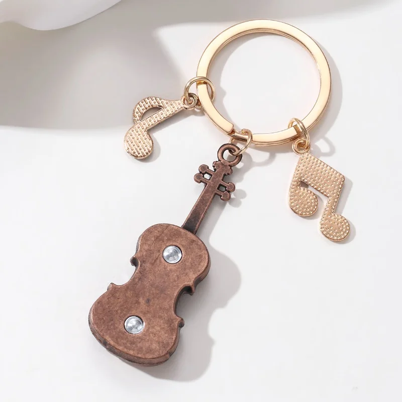 Classic Violin Notes Enamel Keychain Musical Instrument Music Key Ring Good Gift For Friends Musician Handmade Jewelry Set