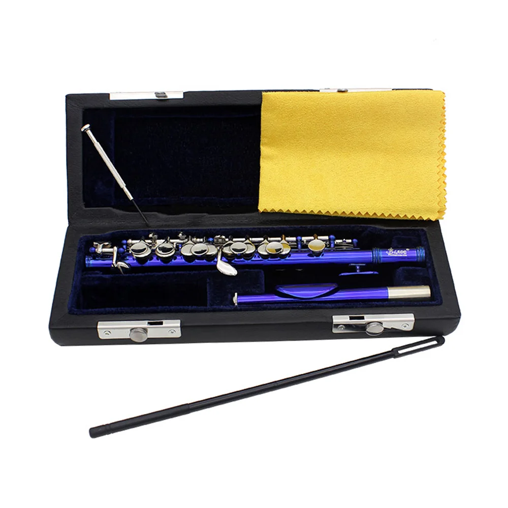 SLADE Blue C Key Piccolo Half-Size Flute  C-shaped Piccolo with Box Cleaning Cloth Rod Gloves Set for Beginner Students