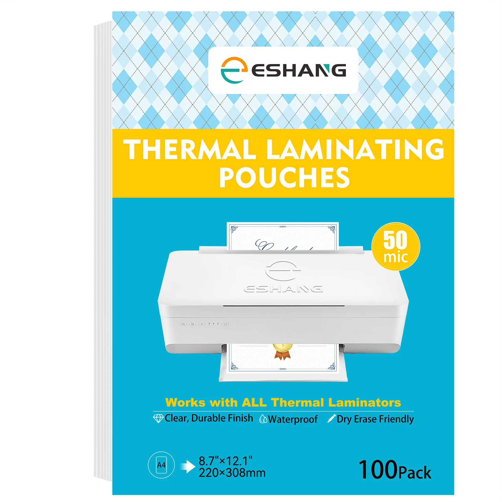 Document Laminator Pouch - 100 Pack Clear Thermal Laminating Pouches