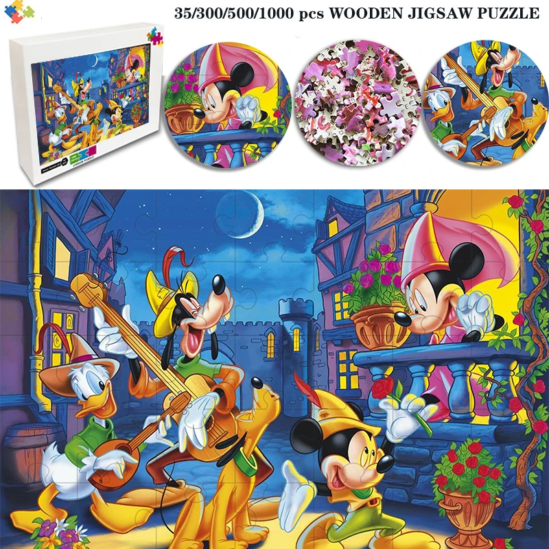 

Disney Mickey Mouse Puzzle Diy Mini Wooden Puzzle Assembled Jigsaw Puzzle Educational Toys for Kids Birthday Christmas Gifts