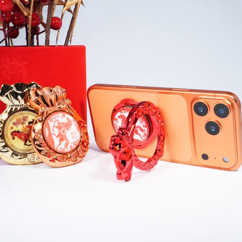 

Year of the Horse Mobile Phone Holder for iPhone 17 16 15 14 pro Xiaomi Samsung Back Sticker Holder Phone Folding Portable Stand