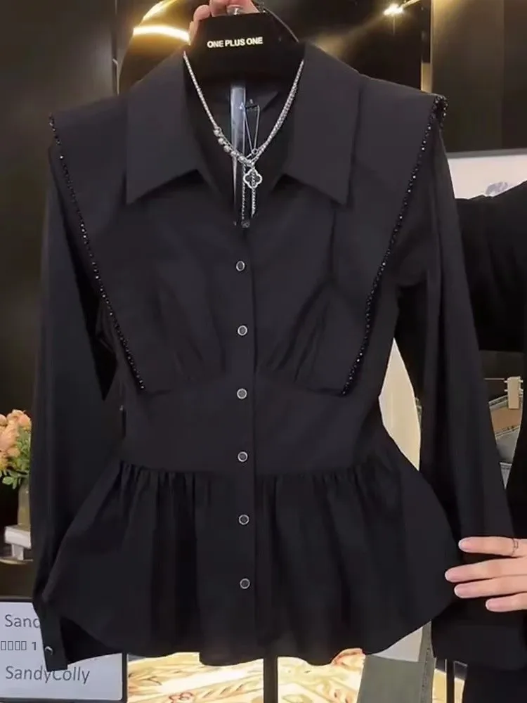 

Faionable Long Sve Women's irt Ele Personali Large Size Autumn New Design Sense Top Match All Cotton irt