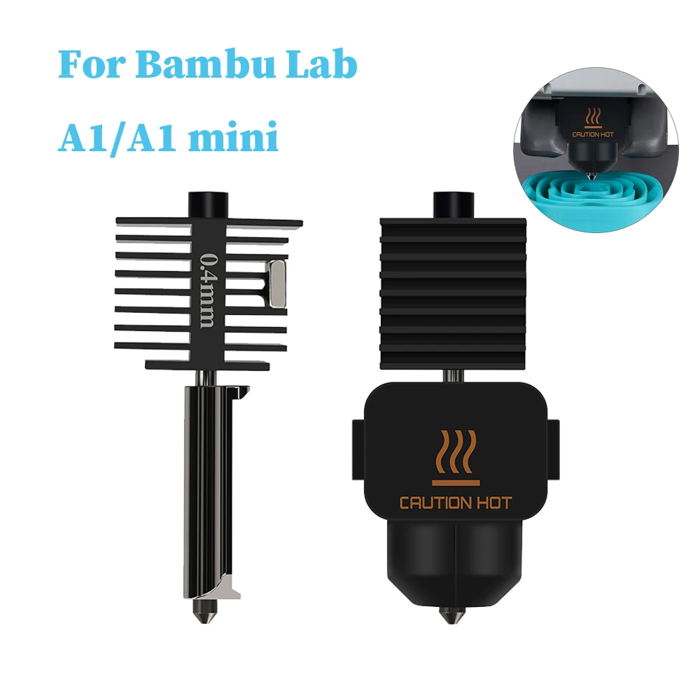 Hotend Kit For Bambu Lab A1 mini Nozzle Hot End Assembly 0.2/0.4/0.6/0.8mm Hardened steel Nozzle For Bambulab A1 3D printer part