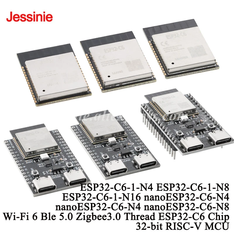 10Pcs/1pc NanoESP32-C6 ESP32-C6-1-N4 N8 N16 ESP32C6 Wireless Wifi Wi-Fi 6 Ble 5.0 Zigbee3.0 Thread 32-bit RISC-V MCU Module