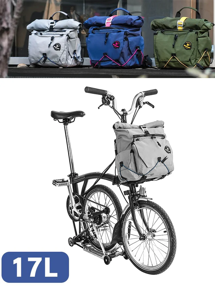 AliExpress Rhinowalk Bike Handlebar Bag 17L For Brompton Dahon Folding Bike Cycling Backpack Front Quick Release Urban Basket No Adapter
