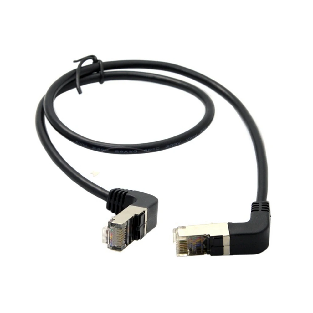0.5M-5M Double Elbow Bottom Up Angled 90° cat5e 8P8C FTP STP UTP Cat 5e Ethernet Network Cable RJ45 Lan Patch Cable