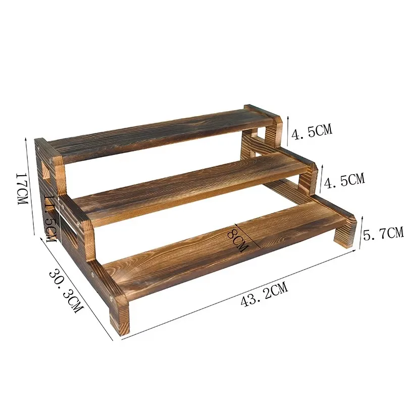 3 Tier Wooden Cupcake Display Riser Stand Perfume Makeup Holder For Kitchen Living Room Spice Plant Dessert Craft Display Shelf