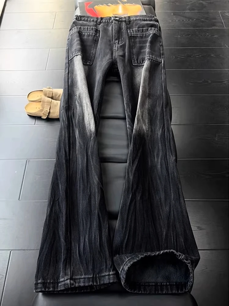 

Джинсы-колокольчики с узором Cleanfit Thunder, мужские осенне-зимние прямые джинсы High Street на подкладке