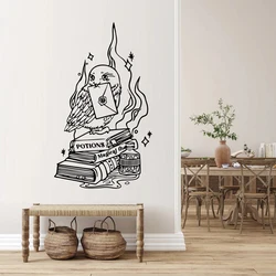 Magic Owl with Reading Book Wall Sticker Decal Cartoon Bird Anime Manga Movie Inspiral Kids Room Bedroom Playroom