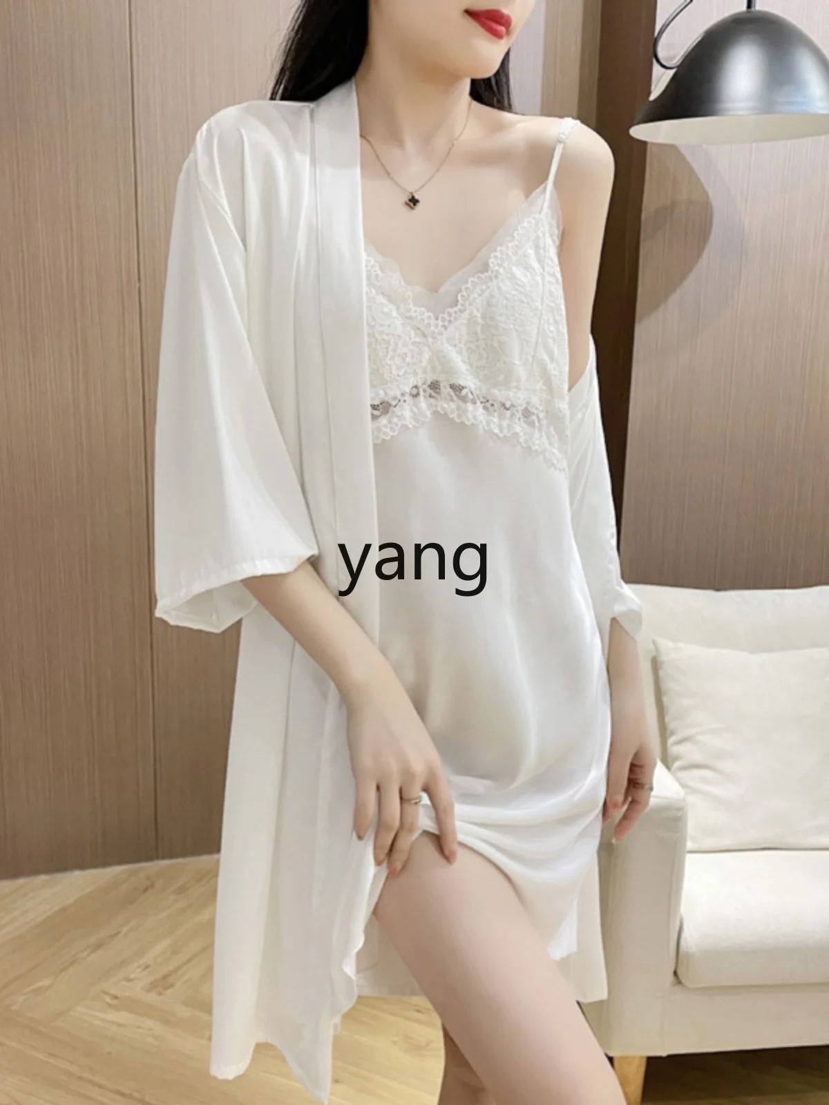 Yjq comfortable pajamas women's ice silk suspender pajamas advanced sense