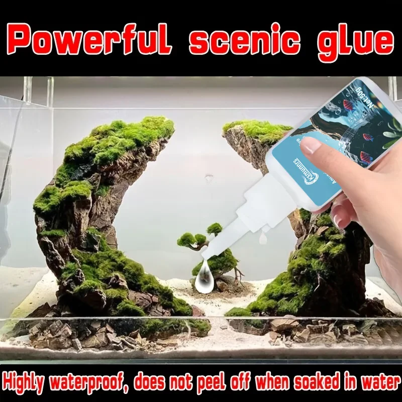Aquarium Landscape Glue, Quick-Dry Moss and Water Grass Adhesive for Stones, Driftwood, Aquatic Plants and Fish Tank Decor