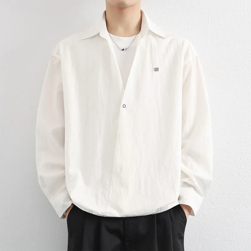 

Spring Summer Men's Long Sleeve Casual Shirt Youth Fashion Quality Top Pure Color Versatile Male Fashion Breathable Comfortable