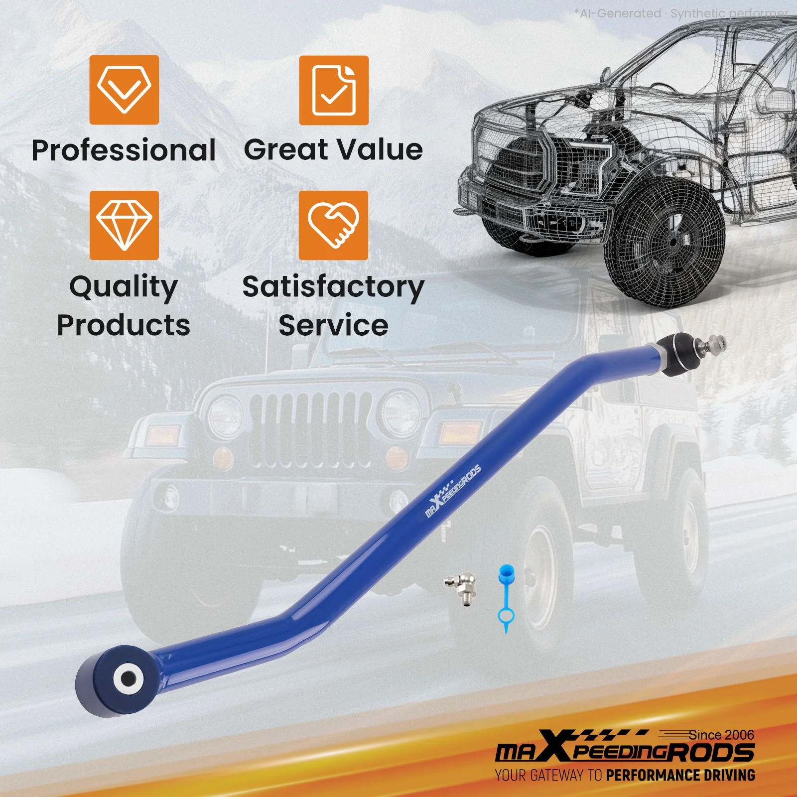 Adjustable Front Track Bar for Jeep Cherokee XJ Wrangler TJ with 1.5-4.5