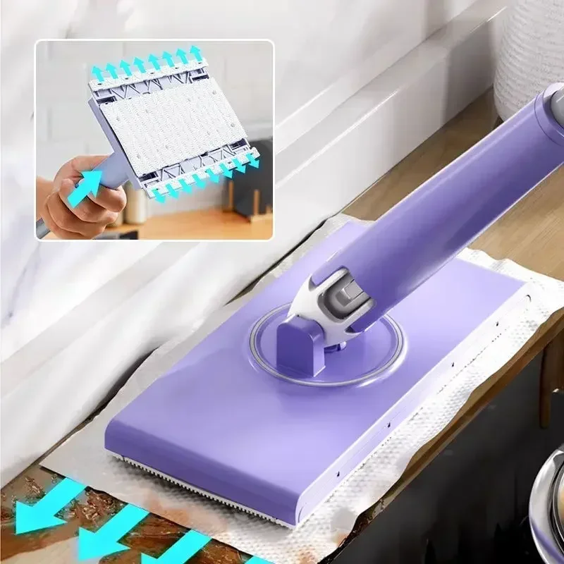 Fregona de limpieza de suelo con sujeción automática, toallitas reemplazables, recarga de toallas, tela no tejida, limpiaparabrisas de tejido húmedo, fregona plana desechable