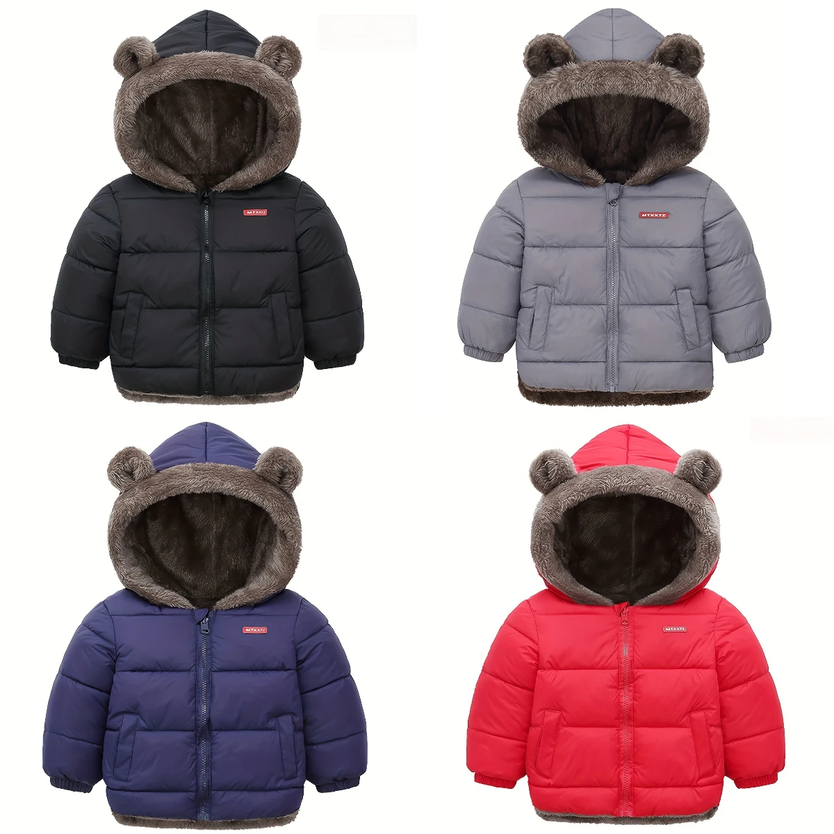 0-2 Years Old Autumn And Winter New Boys And Girls Babies Children Solid Color Casual Reversible Hooded Boys Cotton Jacket