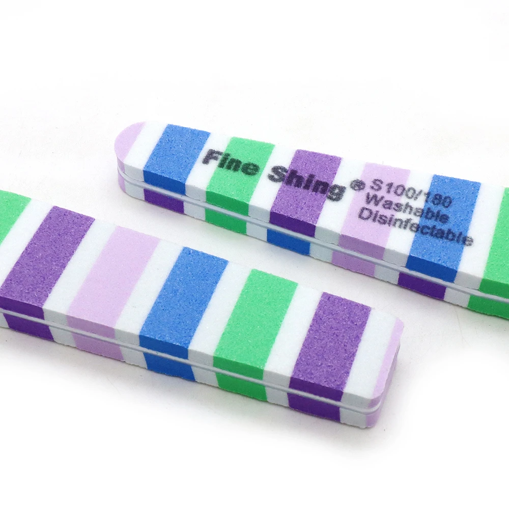 6Pcs Professional Nail Files 100/180 Grit Colorful Rhombus Sponge Nail Art File For Manicure Washable Sanding Nails Buffer Files