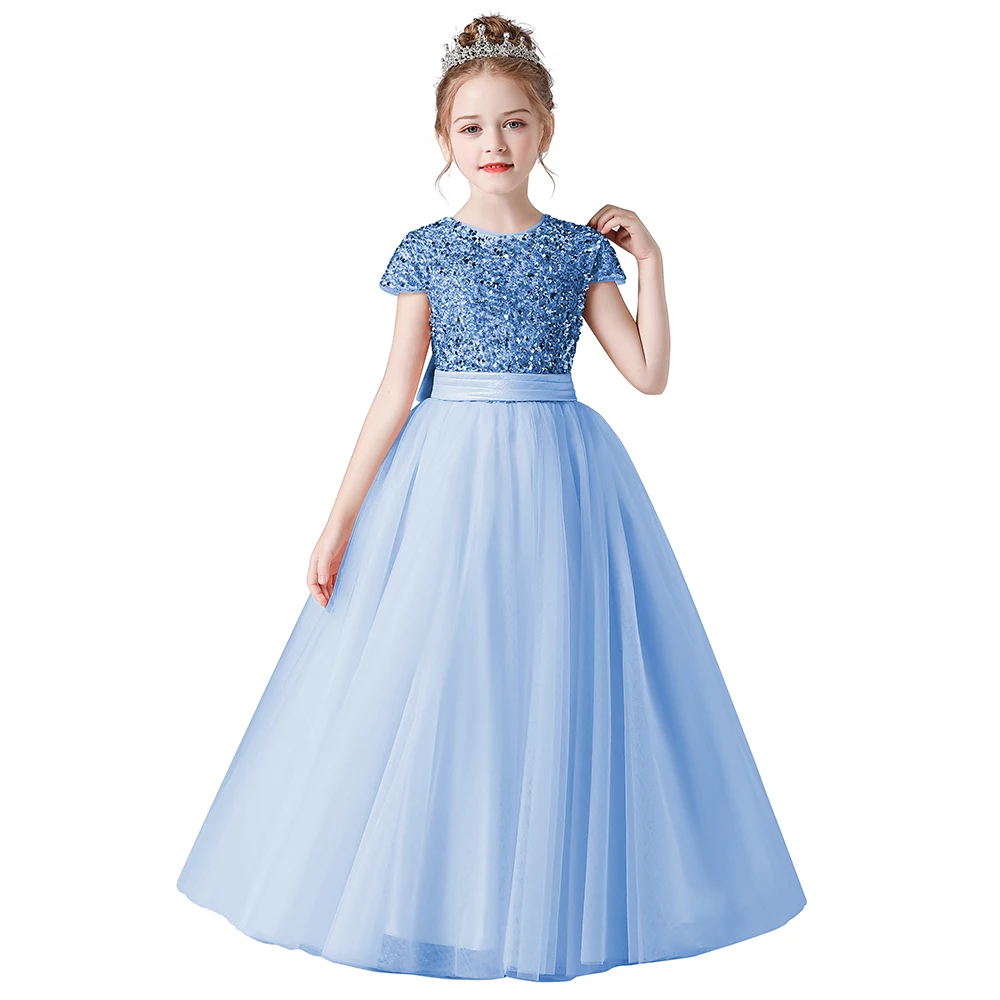 Dideyttawl Customized Sequin Flower Girl Dress For Wedding Party Tulle Puffy Skirt Girl Birthday Pageant Gown  Junior Bridesmaid