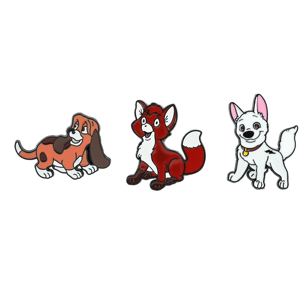 Broche en Émail du Dessin Animé Renard et le Chien, Danemark ge en Métal, Bijoux, Sac à Dos, Accessoires pour Vêtements, Cadeaux pour Ami, 3 Pièces