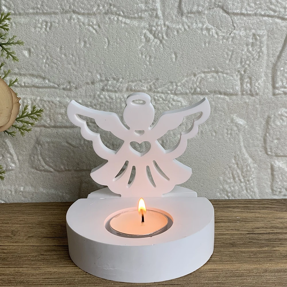 Cute Angel Heart Silicone Mold DIY Jesus Baptism Crystal Drip Glue Resin Gypsum Mold Aromatherapy Candle Holder Mold Home Decor