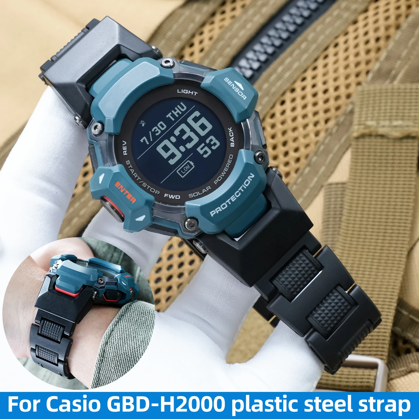 

Black Lightweight plastic steel strap for Casio GBD-H2000 series watch | GBD-H2000 modified bracelet men's waterproof watch band
