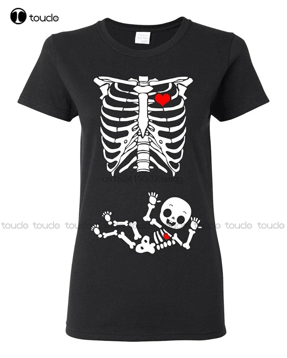 Summer Fashion T Shirt Ladies Baby Boy Skeleton Pregnant (Not Maternity) Dt Black T-Shirt High Quality Top Tees Slim T Shirts