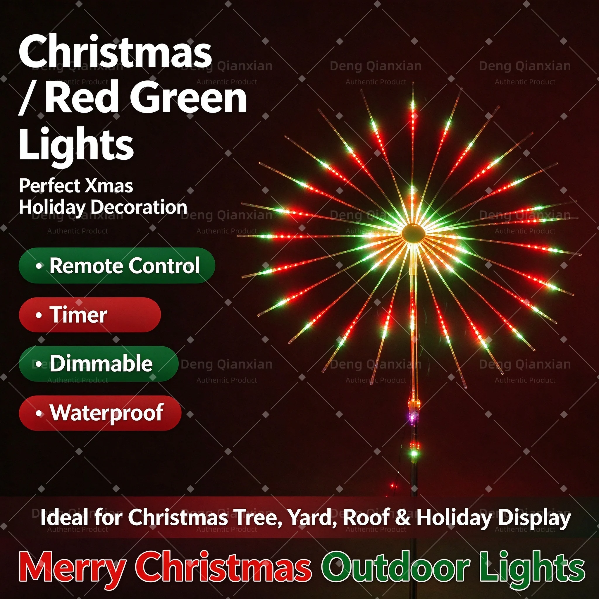 Firework Light Custom Text Display, Dual Speakers Waterproof, APP Programmable RGB Outdoor Holiday Party Decoration Lights