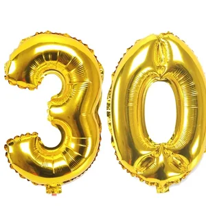 بالونات مغلفة بأرقام 32 بوصة 10 20 30 40 50 60 70 80 90 سنة للبالغين حفلة عيد ميلاد زخرفة بالون الهواء أعلى 10 مبيعات الديكور 80s - No2