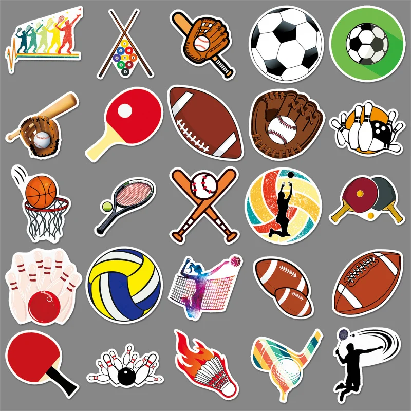 50Zhang Mixed Ball Graffiti Sports Volleyball Decorative Luggage Phone Waterproof Stickers