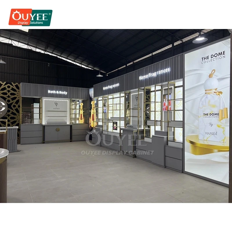 custom.Durable Store Project Powder Coated Metal Display Furniture Retail Design Service Retail Perfume Store