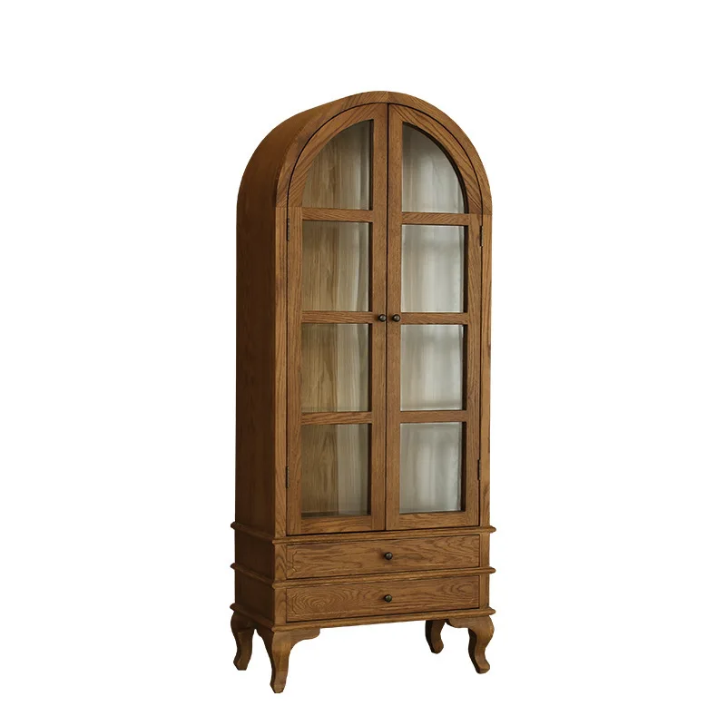 

North American Country Dome Solid Wood Bookcase TV Side Cabinet Oak Locker Restaurant Side