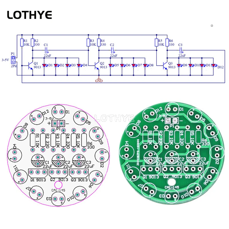 LED Round Water Lamp Production Kit DIY Electronic Kit Triode Sports Light Parts Fun Welding Skill Training Soldering Practice