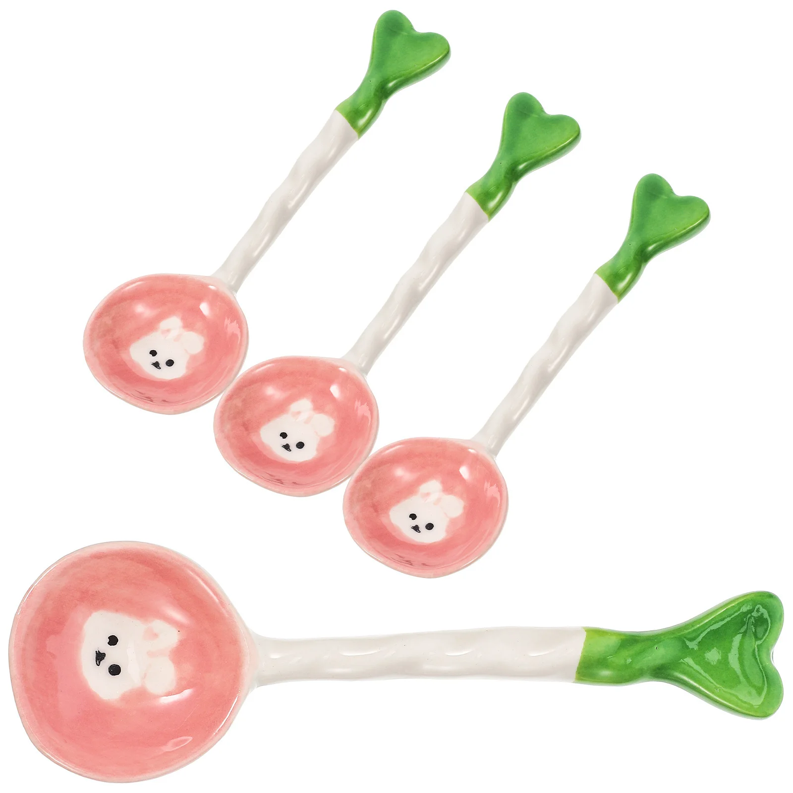 

4 Pcs Spoons Small Serving Ceramic Bunny Soup with Bunnies Ramen Porcelain Rabbit