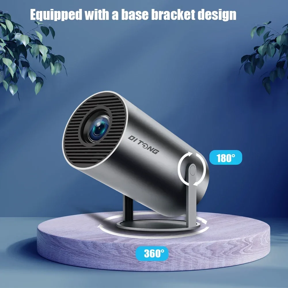 جهاز عرض ديتونج الصغير بدقة 1080 بكسل مع 270 ° دعامة دوارة 300 ANSI 5G WiFi Bluetooth Auto Keystone Home Projector Hy300 Plus