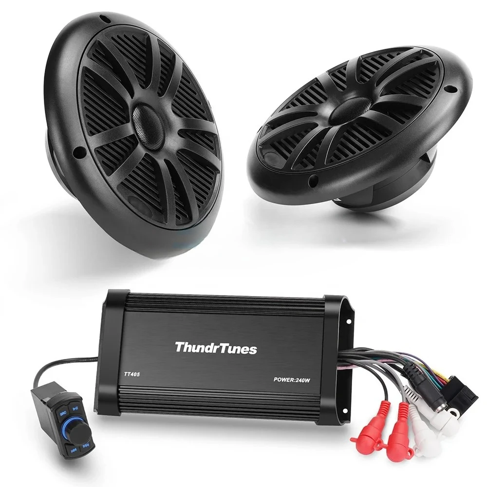

Marine 800 Watt 4 Channel Amplifier & 6.5 Inch Speaker Kit with Remote Controller Special for UTV ATV