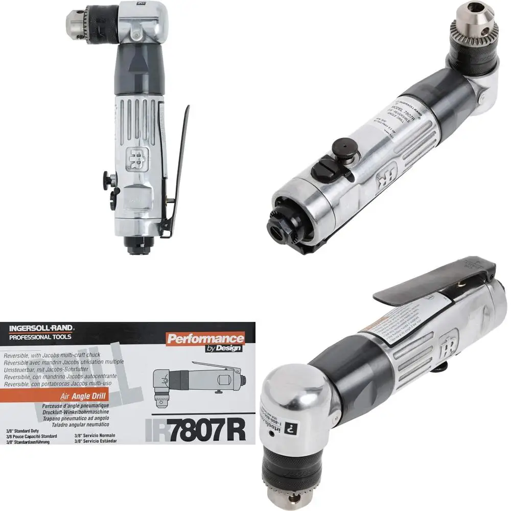 리버시블 에어 앵글 드릴 3/8 표준형 1800 RPM 조용하고 내구성 있는 멀티 크래프트 척 그리스 구동 장시간 사용 가능한 도구