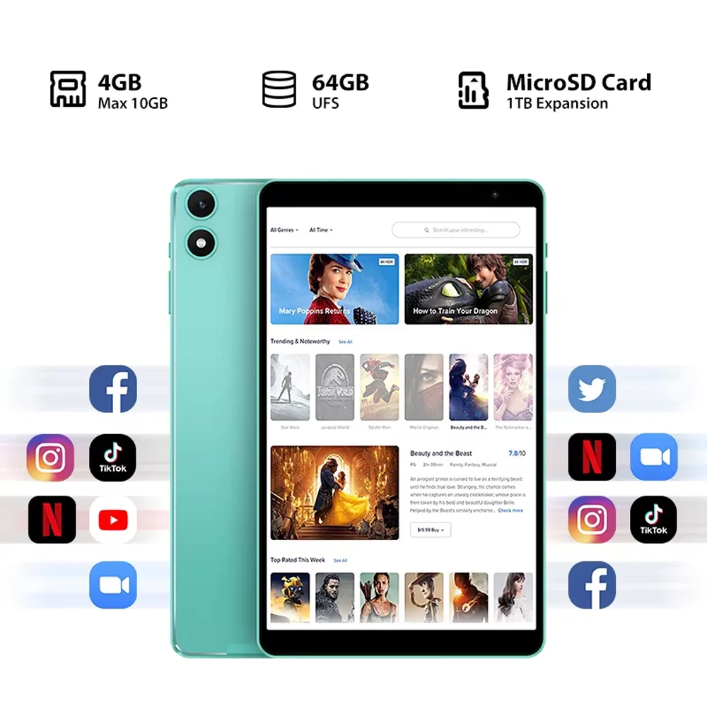 Tavoletta Teclast P85T da 8 pollici Allwinner A523 8 core 4 GB RAM 64 GB ROM Android 14 WIFI6 BT5.2 5000 mAh Type-C 0,3 MP+2,0 MP