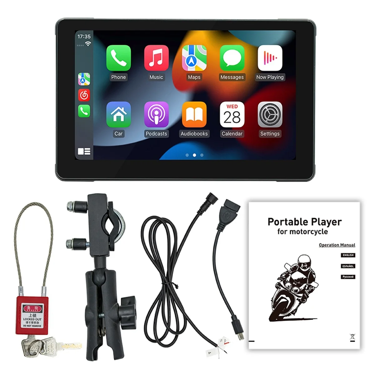 

T61c_7Inch IPS Screen Mototorcycle Wireless Carplay Android Auto GPS Navigation Driving Recorder IP65 Waterproof Screen