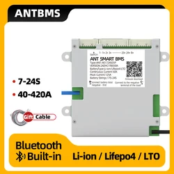 Batería de ion de litio con Bluetooth incorporado, Balance de batería, Ant BMS, 7S a 16S, 17S a 24S, 8S, 20S, 22S, Bms inteligente, 60V, 72V, Lifepo4 LTO, 100A, 325A, 950A