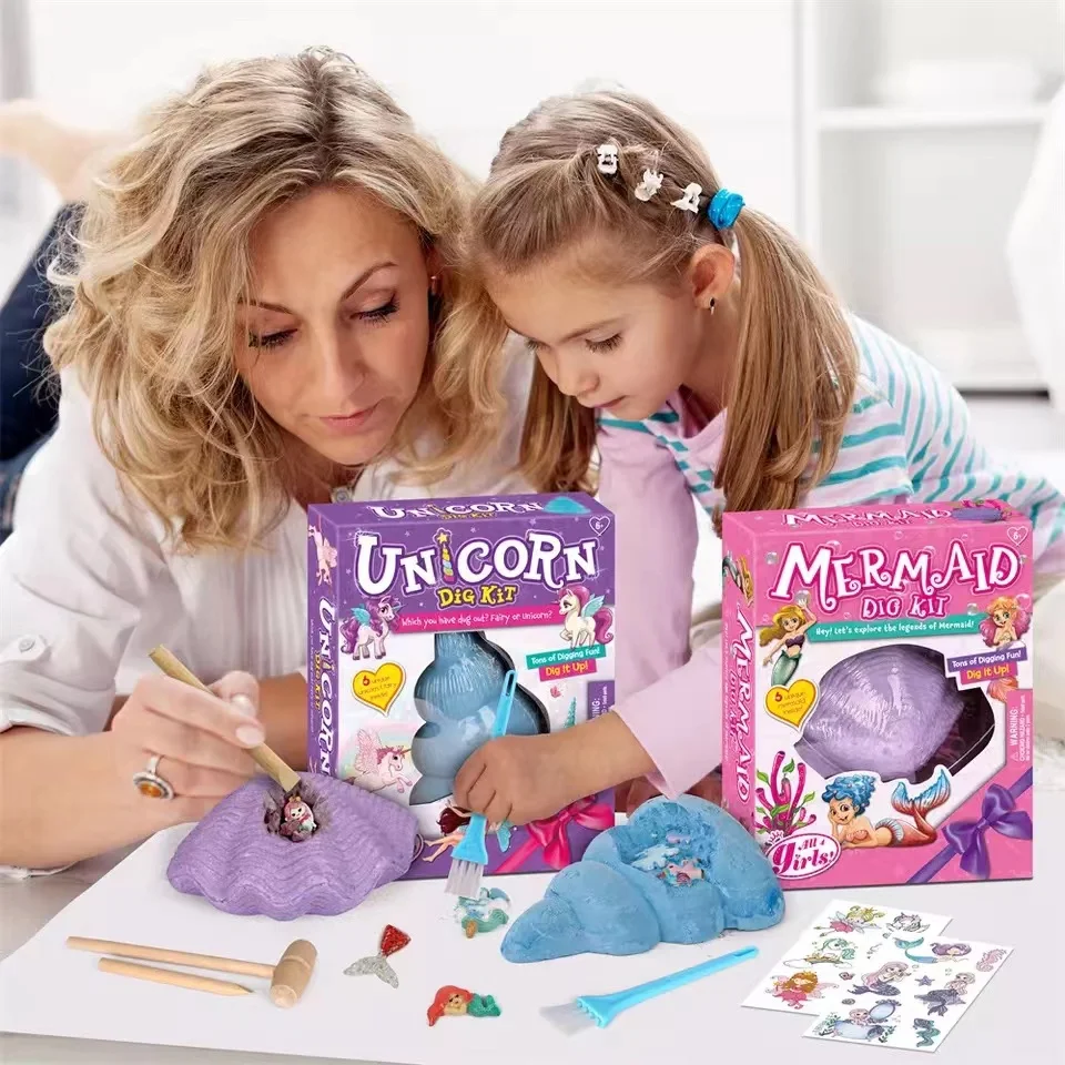 

Mermaid Dig Kit Unicorn Excavation Kits for Kids Sea Mermaid Toys for Party Favor Supplies Science Education STEM Toys Gifts