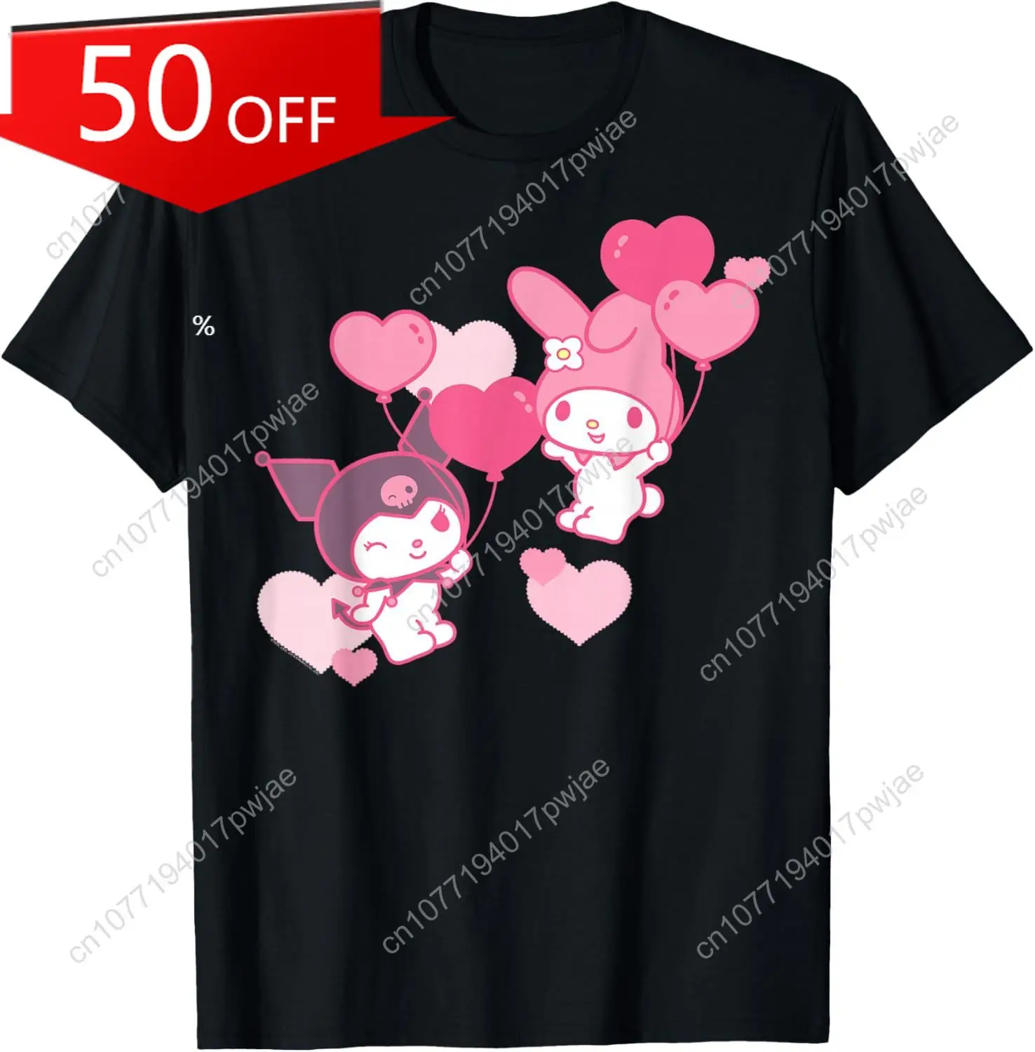 

Sanrio My Melody Kuromi Valentine's Day Hearts Tee Shirt T-Shirt