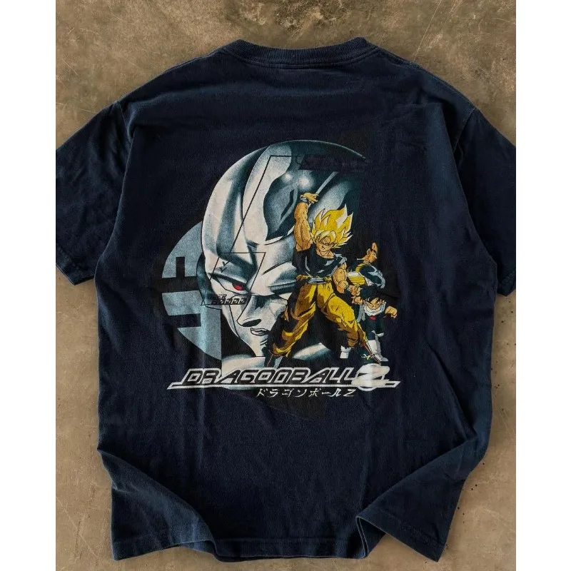 

Summer Men's T-shirts Japanese Anime Dragon Ball Graphic Clothing Vintage Tees Harajuku Y2K Shirt Oversized Cotton Black Tops