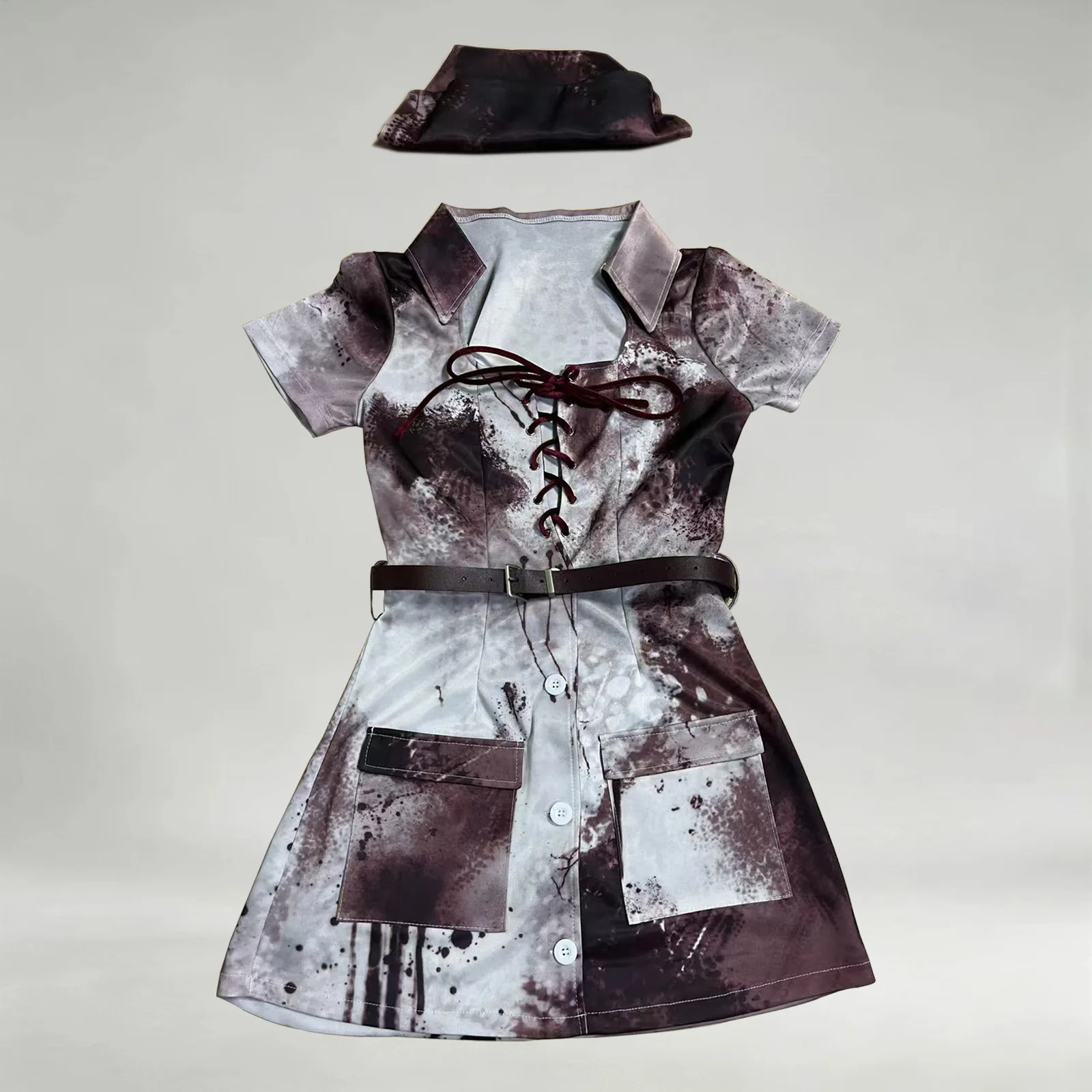 Halloween Women Zombie Nurse Costume, Horror Bloody Dark Fancy Dress for Party Stage Performance