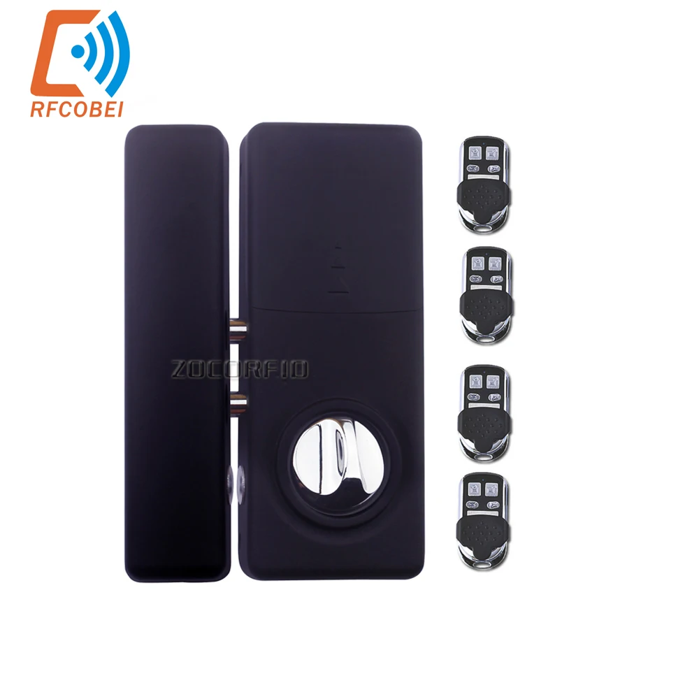 Smart Home Anti-theft security electronic Lock Remote Control Invisible Hidden Keyless Electric Door lock+4 remoters