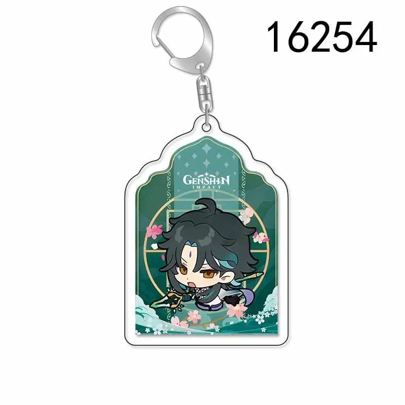 Game Genshin Impact Xiao Hutao Venti Lesse Lord Zhongli Anime Acrylic Pendant Keychain Keyring Gifts Cosplay